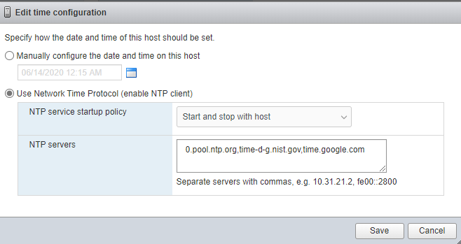 VMWare ESXI NTP Configuration