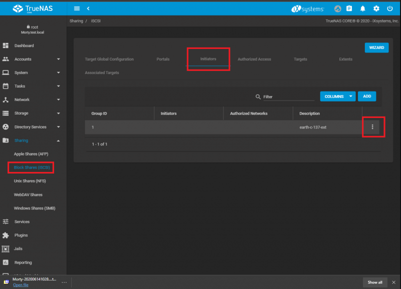 TrueNAS ISCSI Initiators Configuration