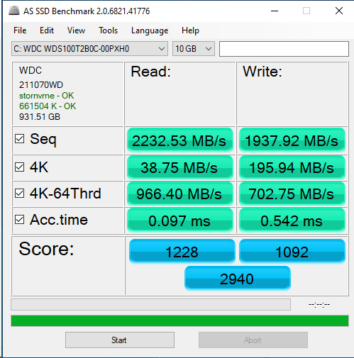 WD Blue SN550 1TB ASSSD 10GB