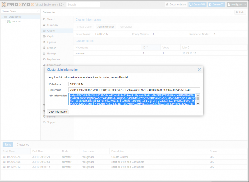 Proxmox Cluster Creation