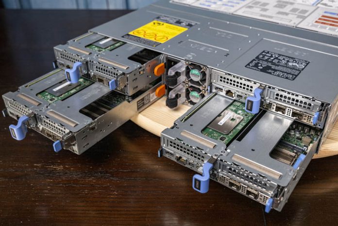 Dell EMC PowerEdge C6525 Chassis Rear With Nodes Partially Out