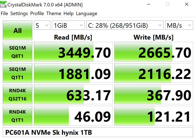 Dell Precision 7550 CrystalDiskMark