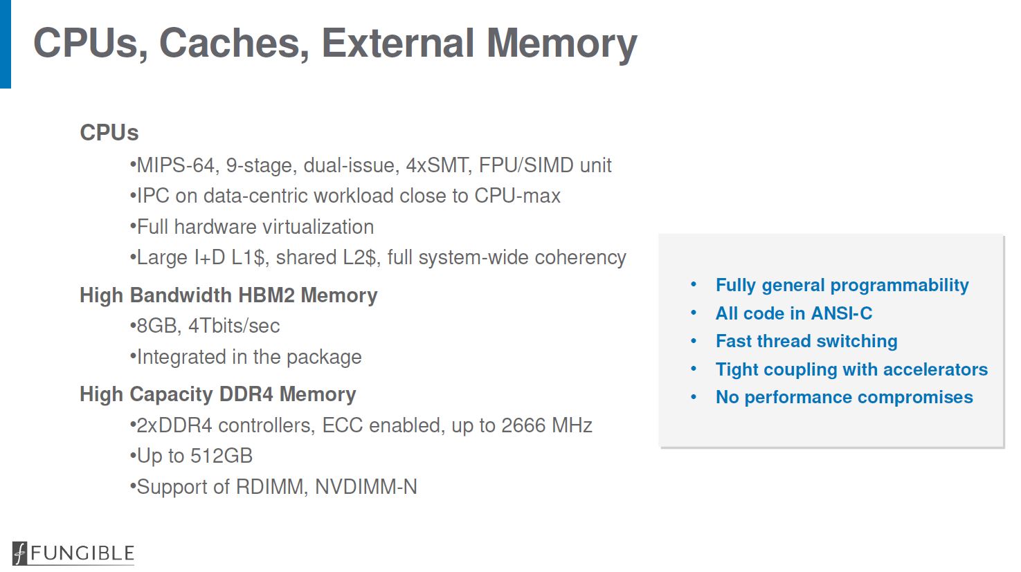 Hot Chips 32 Fungible F1 DPU CPU Cache Memory