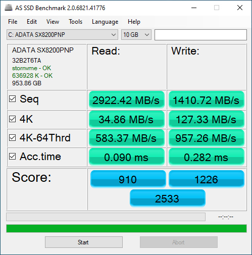 SX8200 Pro 1TB ASSSD 10GB