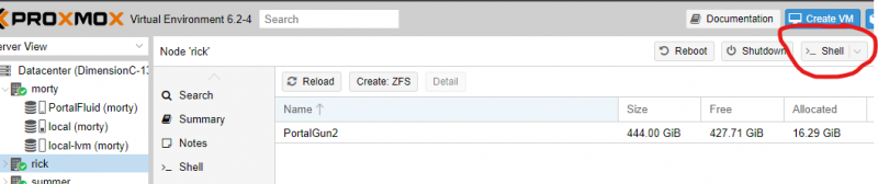 Open Shell Proxmox