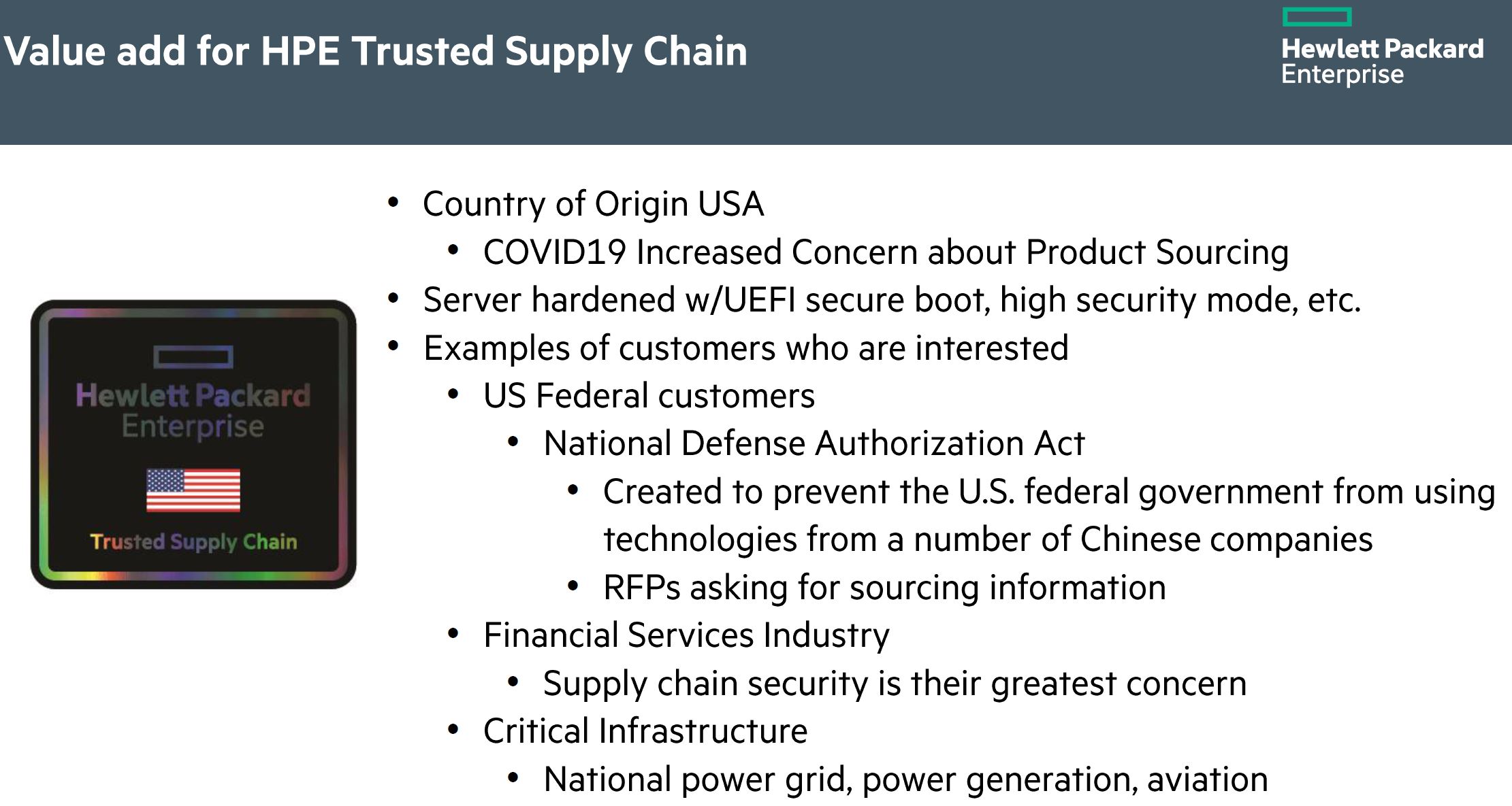 HPE Trusted Supply Chain Reasons