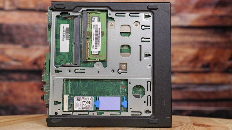Lenovo ThinkCentre M720q Internal View RAM And SSD Access