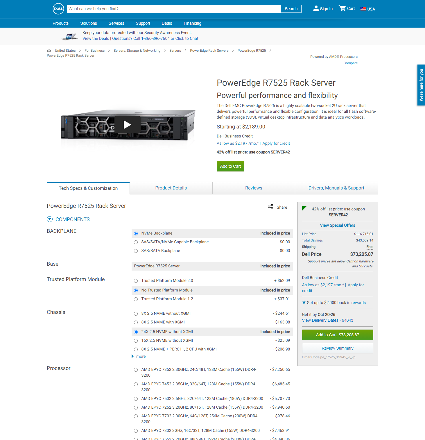 Dell EMC PowerEdge R7525 Front