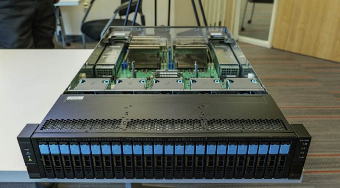 Fungible DPU-based Storage Cluster Hands-on Look Fungible FS1600 At HQ Front Top Open