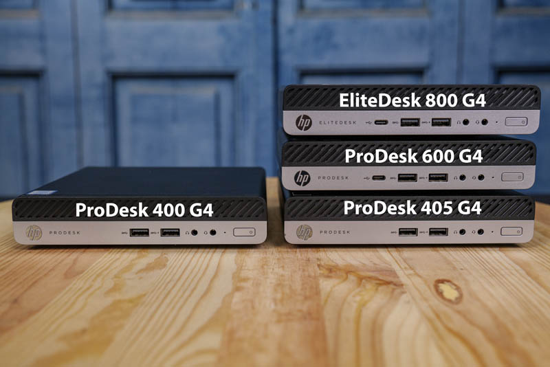 HP ProDesk 400 G4 Mini With 405 G4 600 G4 And EliteDesk 800 G4 Front