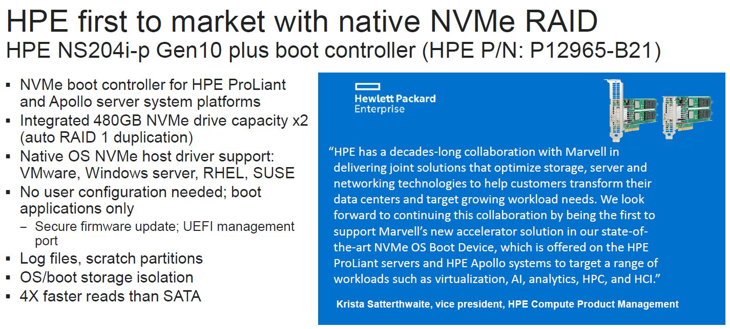 Marvell NativeRAID NVMe RAID HPE