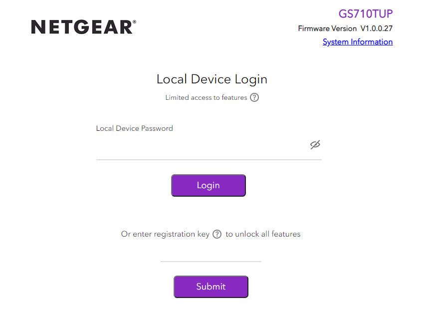 Netgear WebGUI Login Without Reg