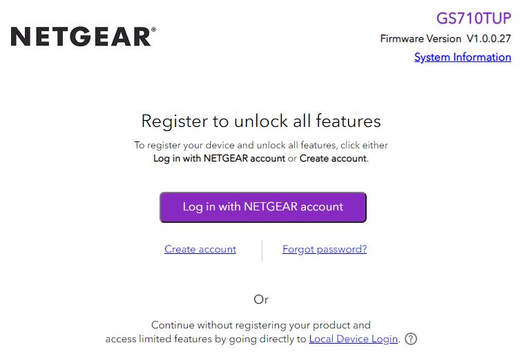 Netgear WebGUI Login