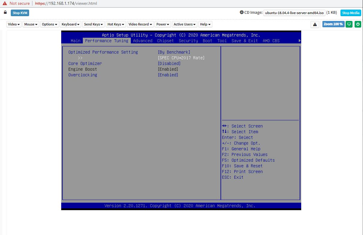 ASUS ESC4000A E10 ASMB9 BIOS Performance Tab