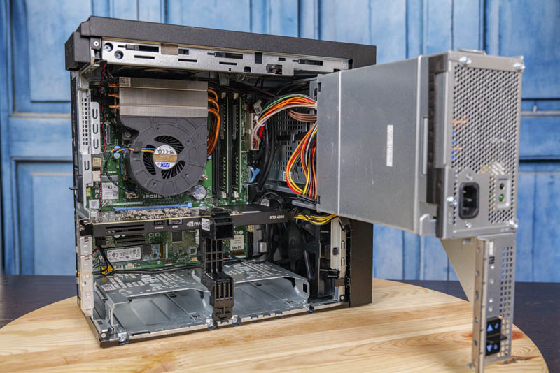 Dell Precision 3640 Workstation Internal View PSU Swing