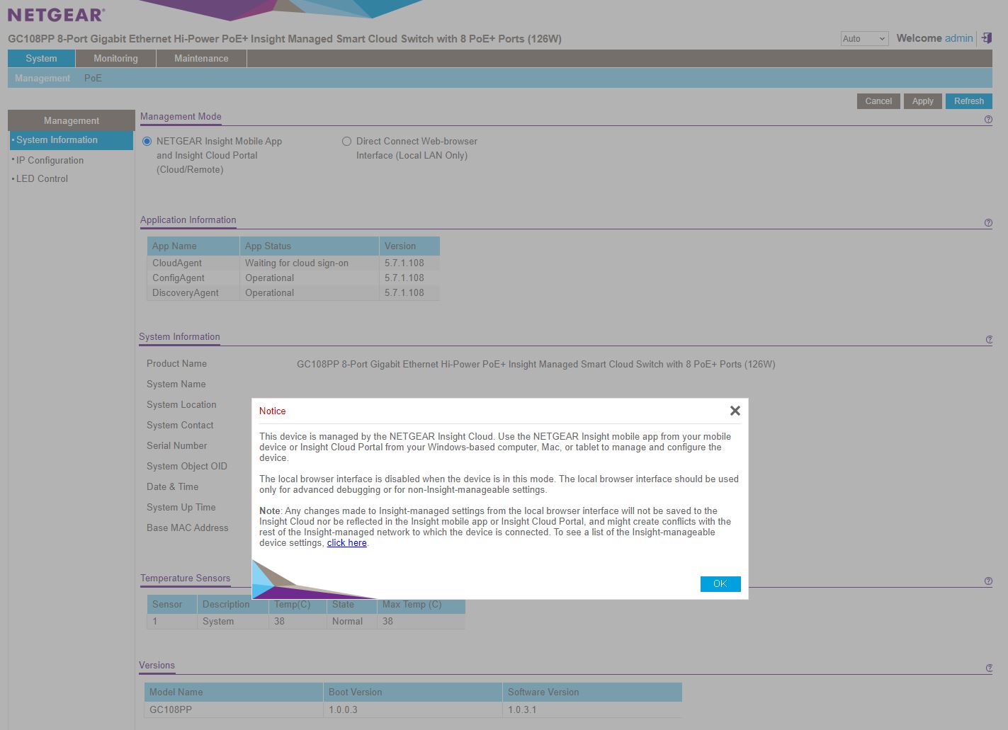 Netgear GC108PP Rear