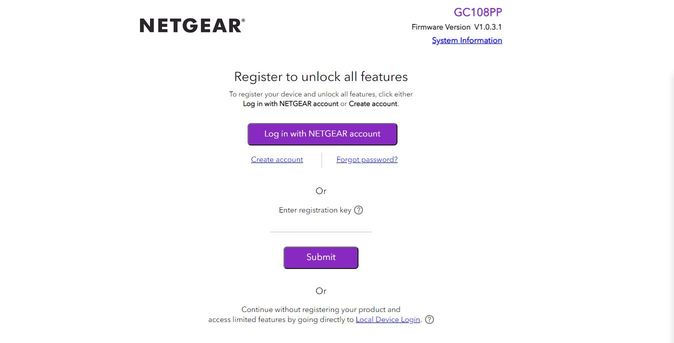 Netgear GC108PP Initial Login