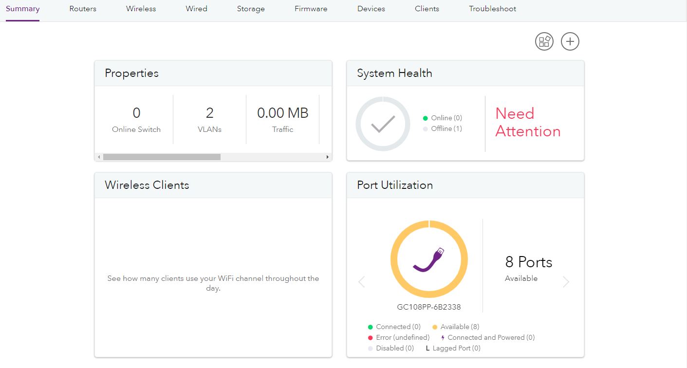 Netgear GC108PP Insight Dashboard 8 Ports