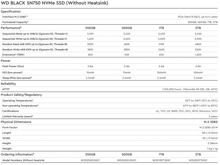 Wd Black Sn750 500gb Nvme Ssd Review Servethehome