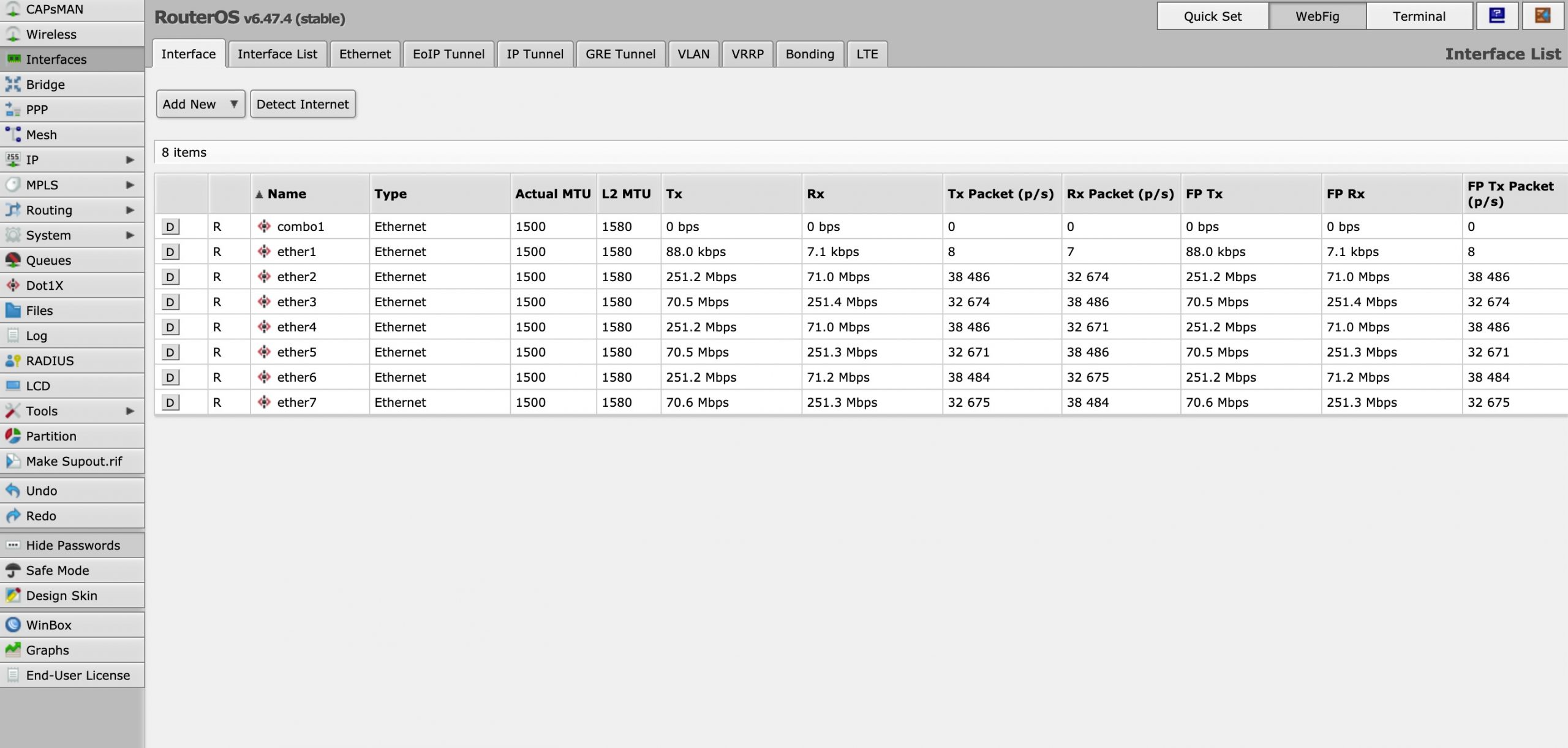 Mikrotik UI