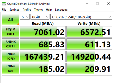 Sabrent Rocket 4 Plus 2TB CrystalDiskMark 8GB