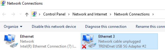 TRENDnet 5GbE Adapter Network Unplugged