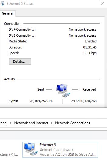 Sabrent 5GbE USB NT SS5G Network Connections Aquantia Connected