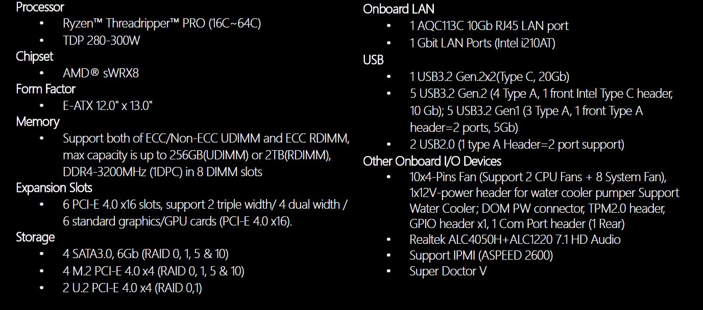 Supermicro M12SWA TF Key Specs