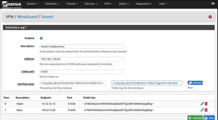 pfSense and FreeBSD Pull Back on Kernel WireGuard Support PfSense WireGuard Screenshot