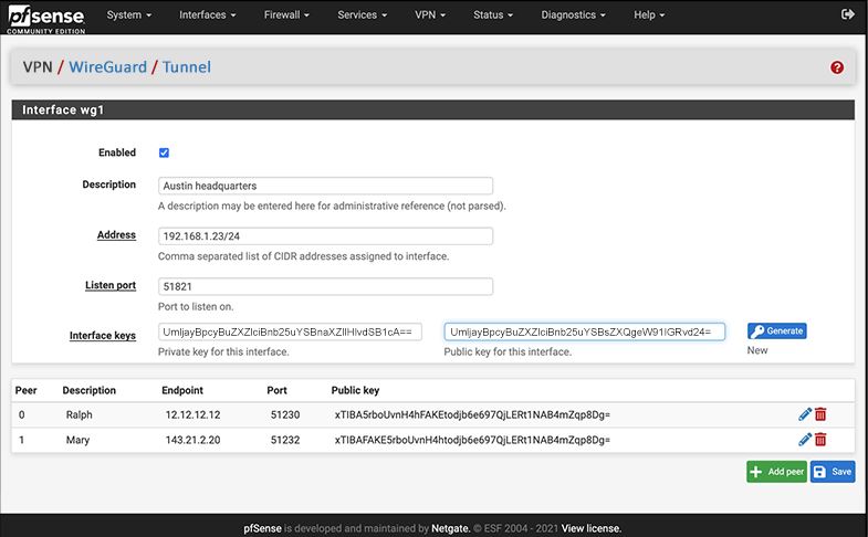 PfSense WireGuard Screenshot