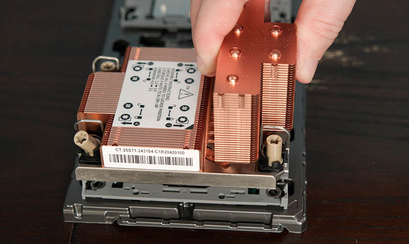3rd Gen Xeon Scalable In Tray With Clip And CPU And Heatsink Being Installed