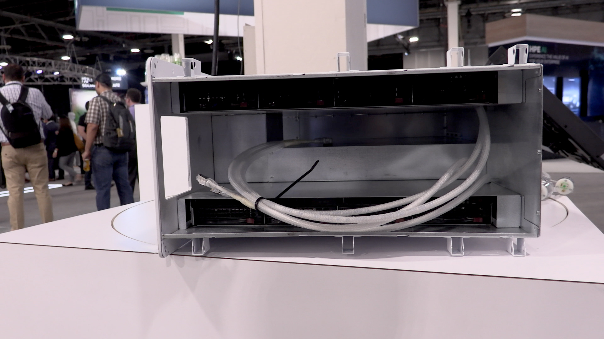 HPE Spaceborne Computer Front With Ethernet Cables At HPE Discover 2019