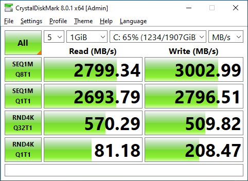Intel 670p 2TB CrystalDiskMark 1GB