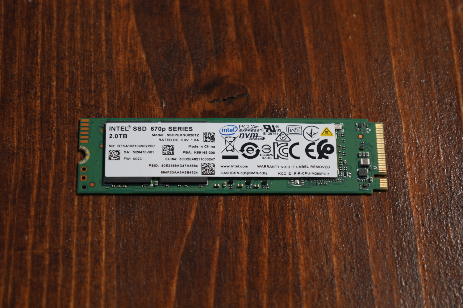 インテル NVMe SSD 670p 2048GB 使用53回22時間 2TB-