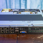 Supermicro E300 9D 4CN8TP Ports Cover Open 2.5in Mounting Exposed