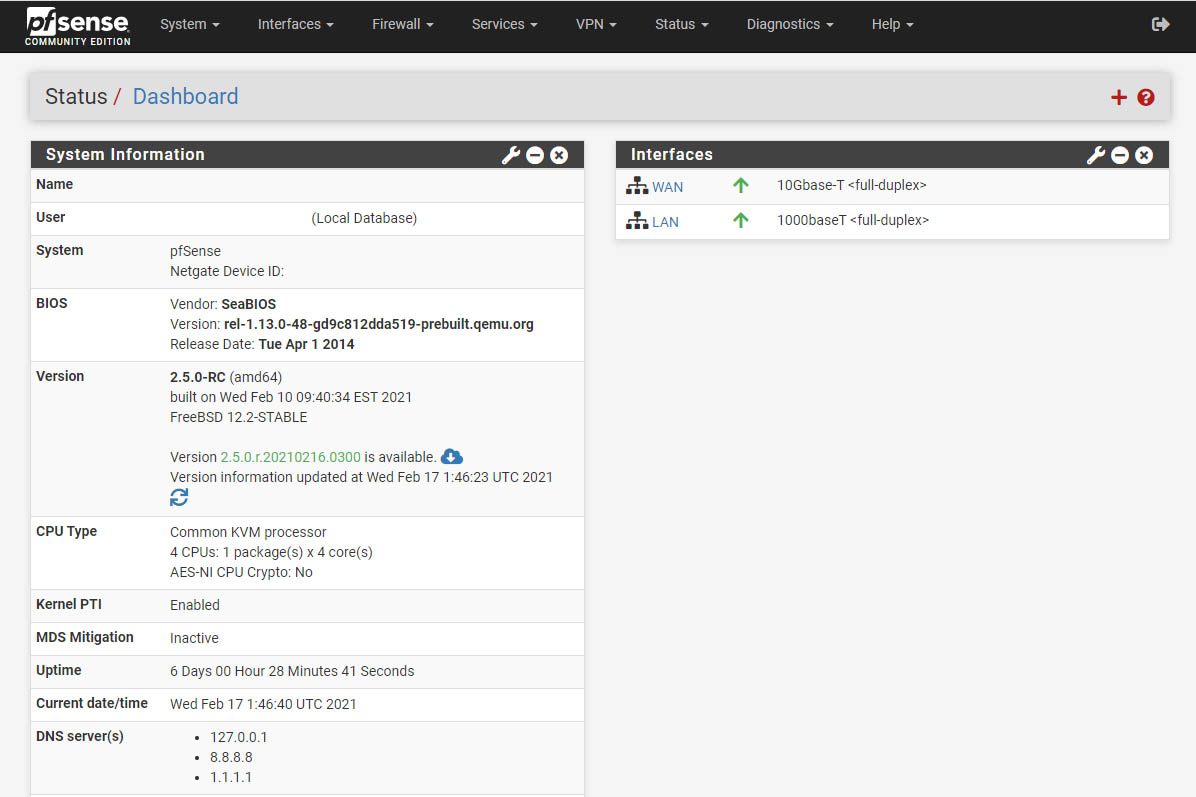 PfSense 2.5 RC