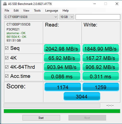 Crucial P1 1TB ASSSD 10GB
