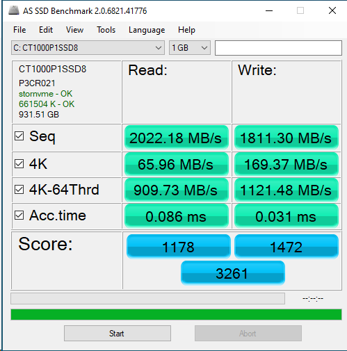 Crucial P1 1TB ASSSD 1GB