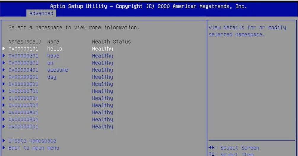 Intel Optane App Direct Namespace Per DIMM HAAD