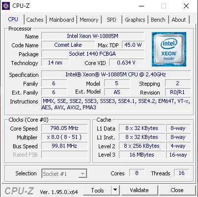 Lenovo ThinkPad P17 CPUz