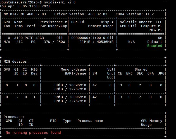 ASUS 4x A100 Nvidia Smi Mig Instances 2