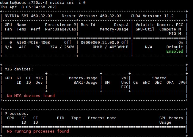 ASUS 4x A100 Nvidia Smi Mig