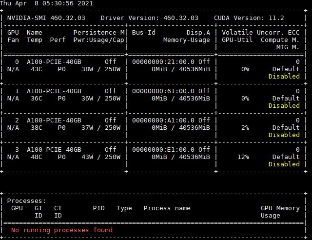 ASUS 4x A100 Nvidia Smi