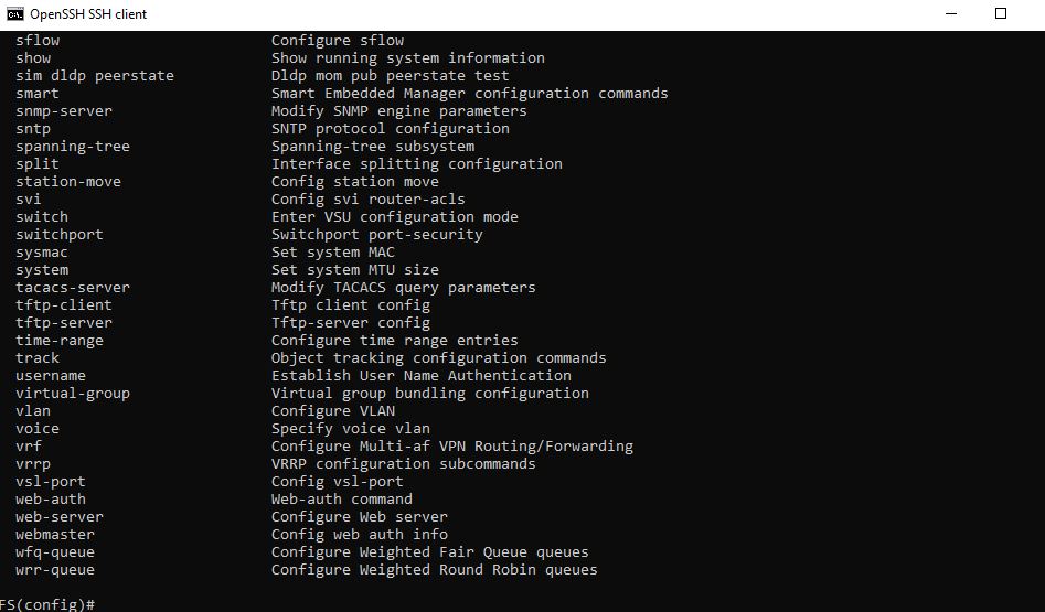 FS S5860 20SQ CLI Configure