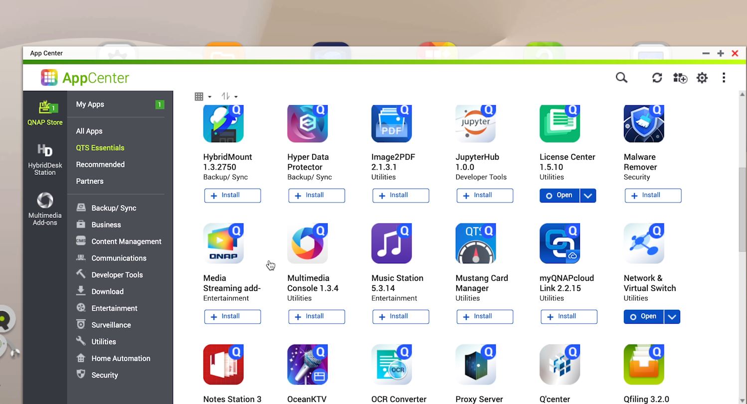 QNAP QuTS Hero App Center