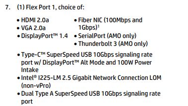 HP EliteDesk 800 G6 Mini Flexible Port 1 Options