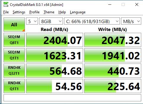 PNY CS1030 1TB CrystalDiskMark 8GB