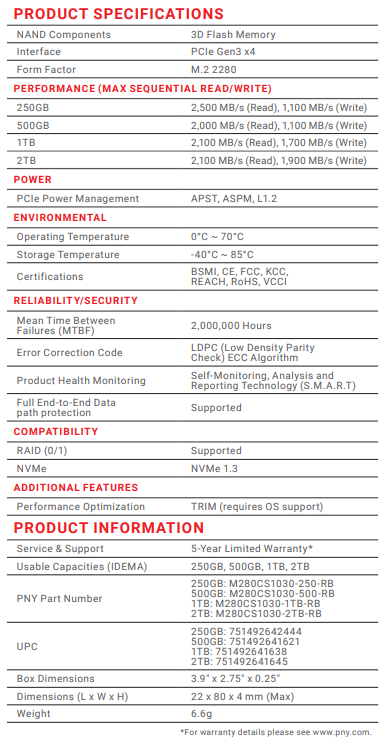 PNY CS1030 1TB Specs V2