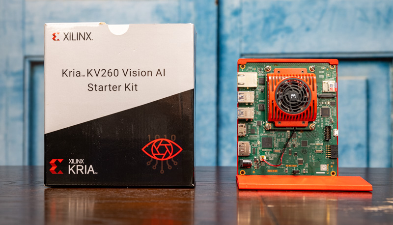 Xilinx Kria KV 260 Vision AI Starter Kit Running With Box And Logitech Camera 1