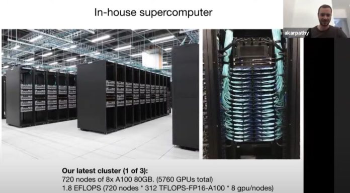 Tesla Supercomputer with NVIDIA A100 80GB and Perhaps Supermicro Shown Tesla Supermicro NVIDIA A100 Cluster June 2021